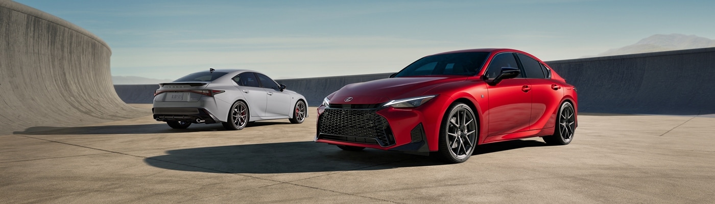 Lexus IS 350 models with red and gray paint