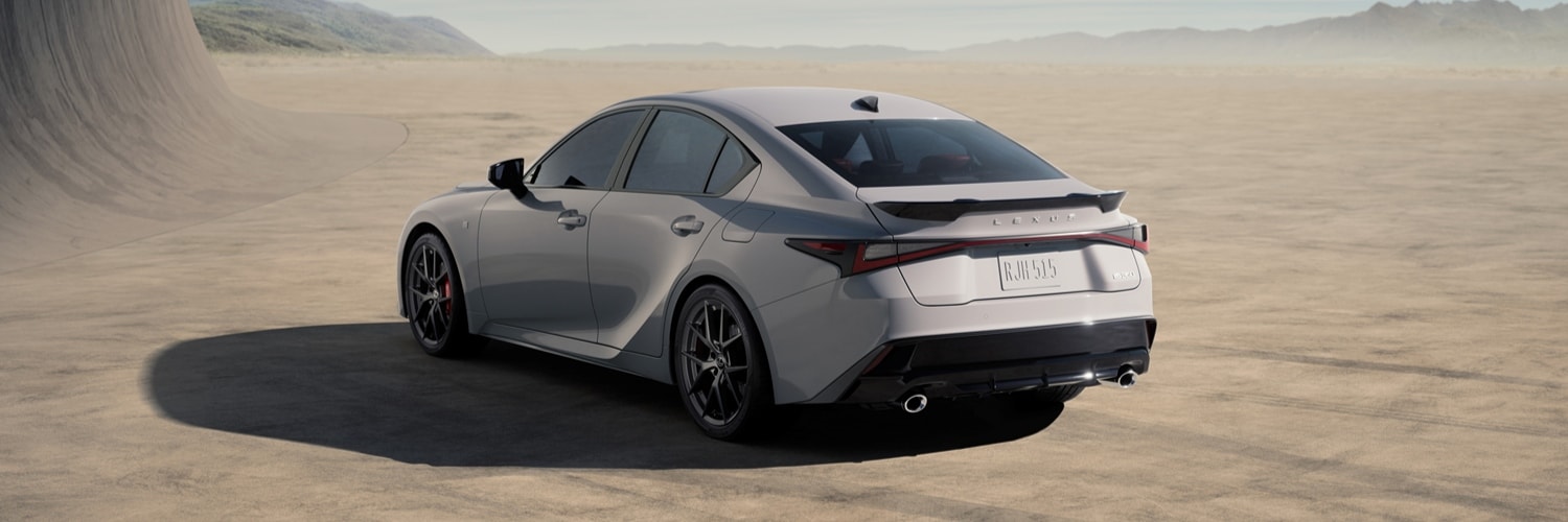 Grey Lexus IS parked in the desert