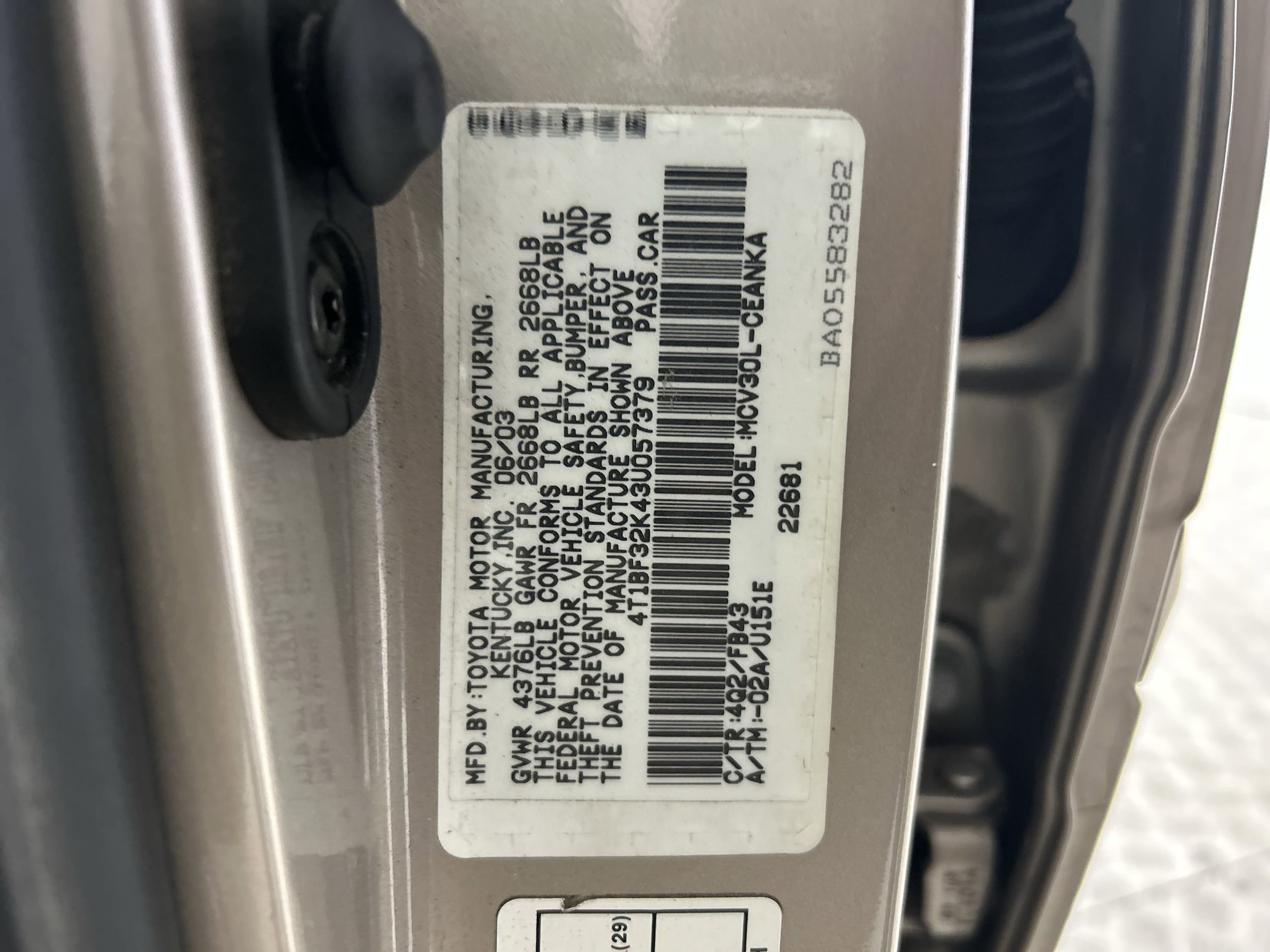 Used 2003 Toyota Camry LE V6 with VIN 4T1BF32K43U057379 for sale in Long Beach, CA