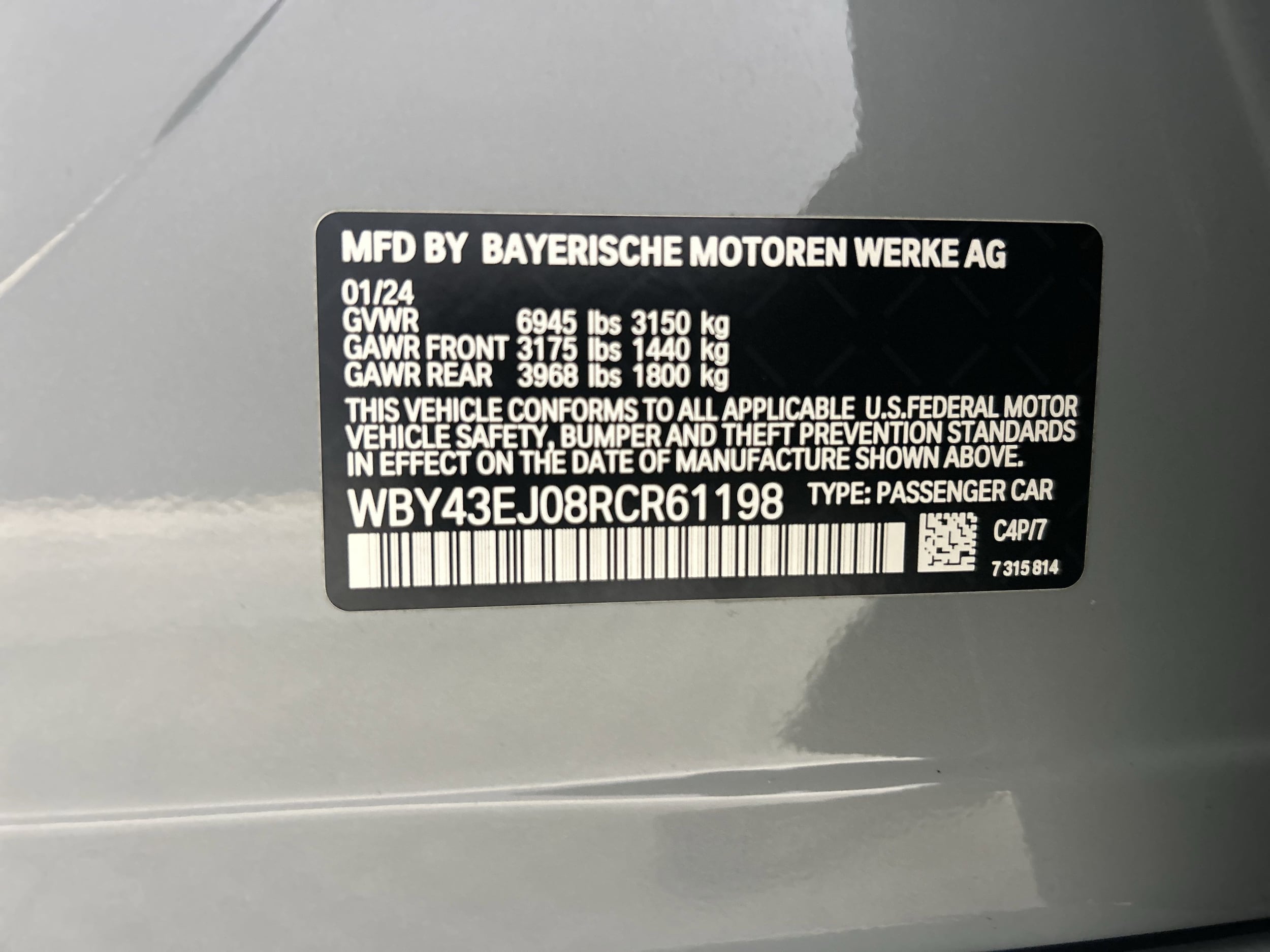Certified 2024 BMW i7 Base with VIN WBY43EJ08RCR61198 for sale in Long Beach, CA