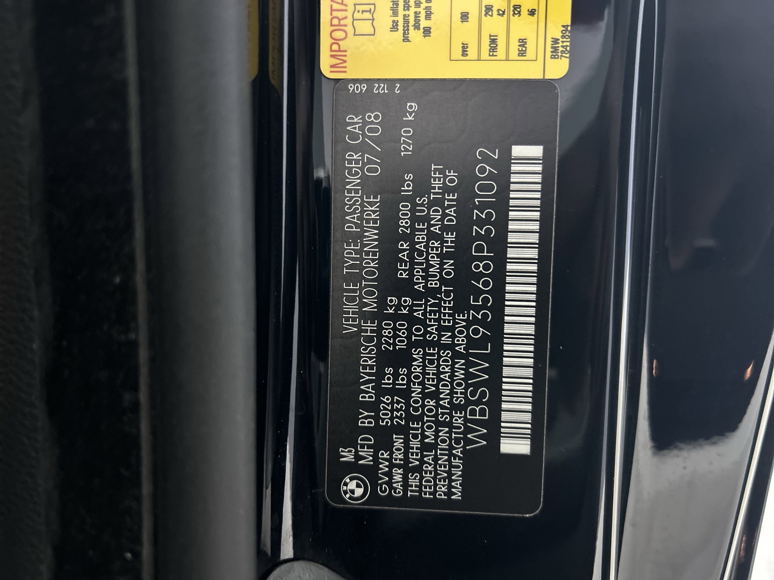 Used 2008 BMW 3 Series M3 with VIN WBSWL93568P331092 for sale in Long Beach, CA