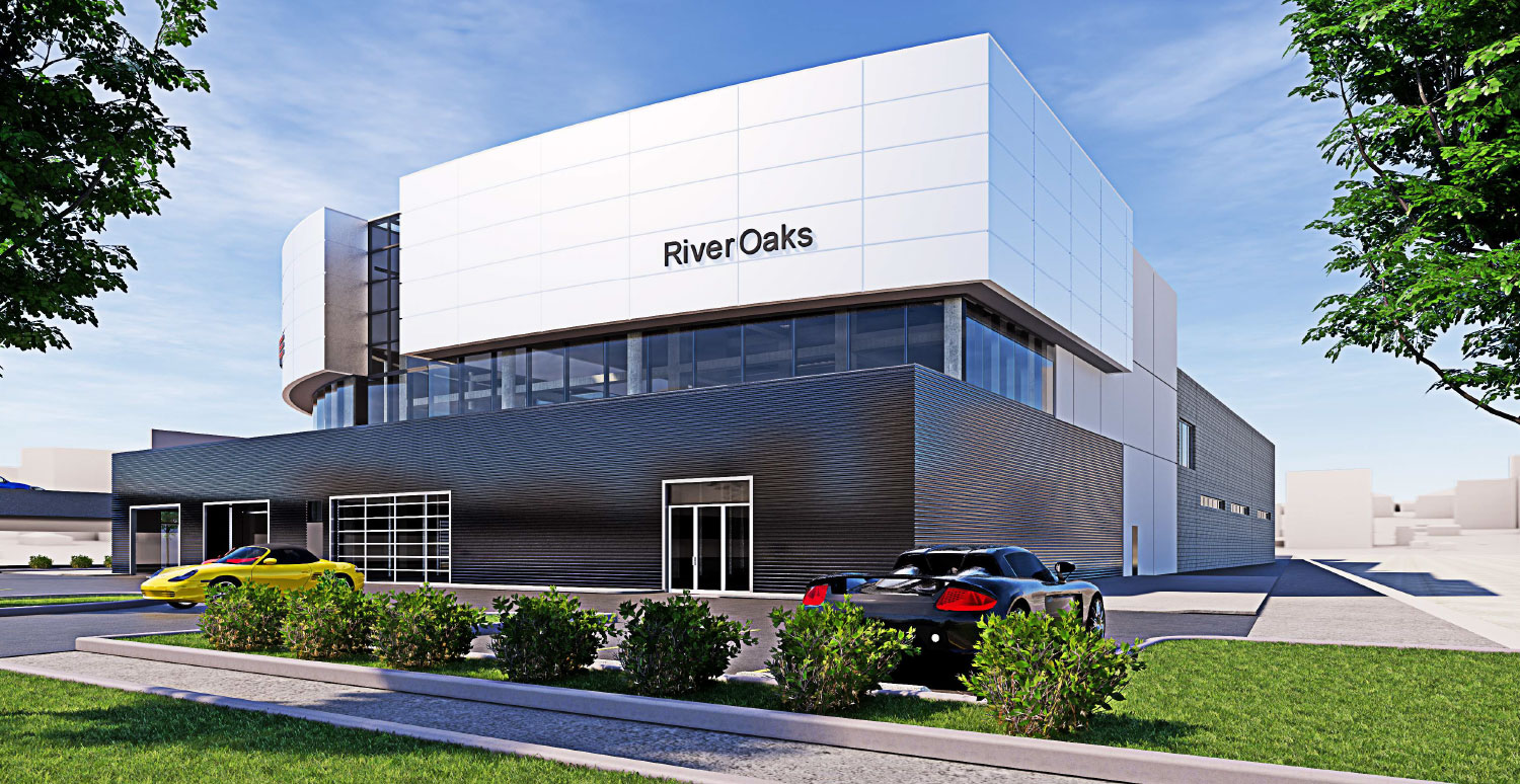 rendering of new Porsche of River Oaks facility
