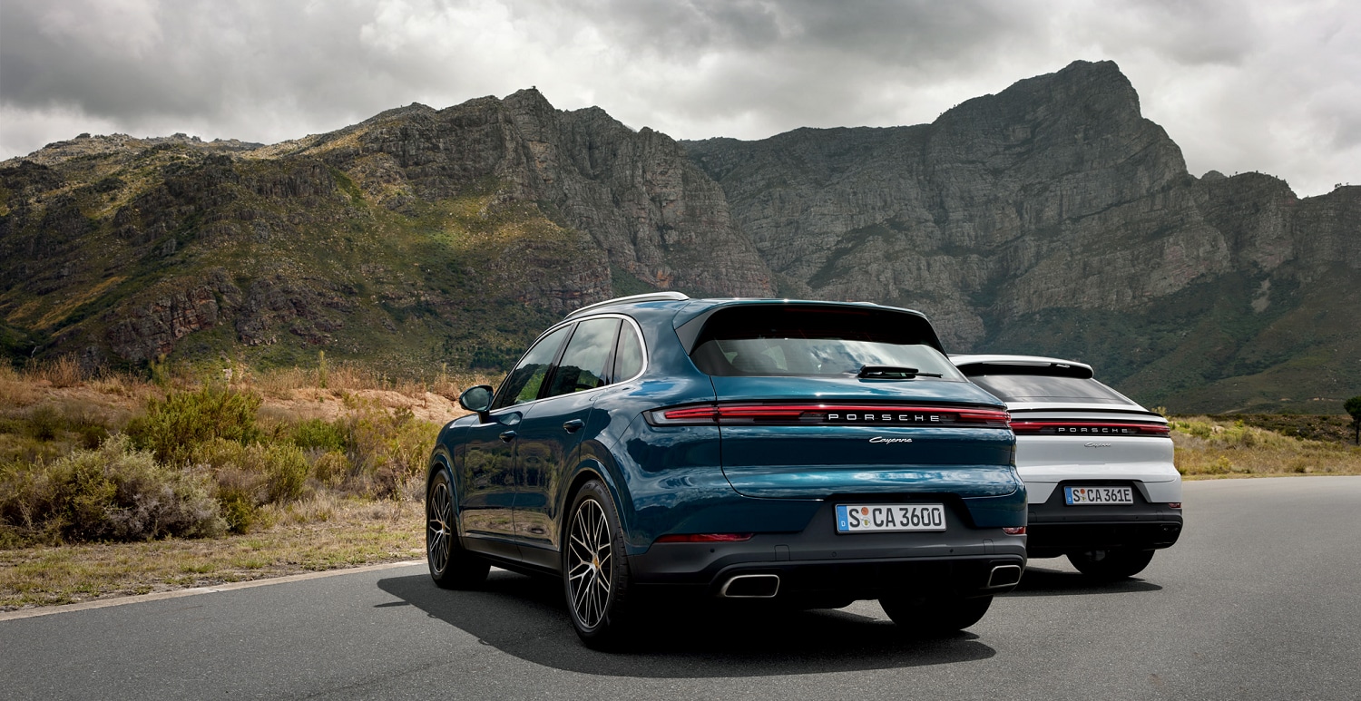 Porsche Cayenne Porsche Cayenne parked by a mountain