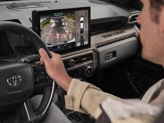 Rear backup camera of a Toyota Tacoma