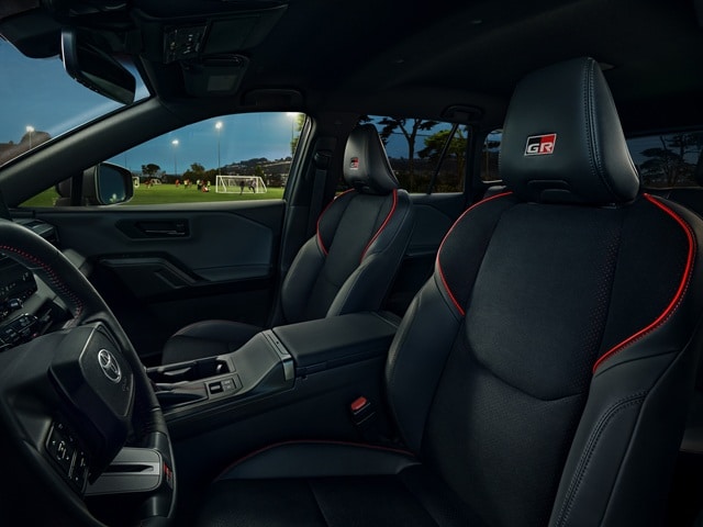 Interior driver and passenger seating of a Toyota RAV4 PHEV