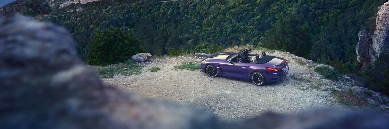 BMW Z4 purple BMW Z4 convertible viewed from above