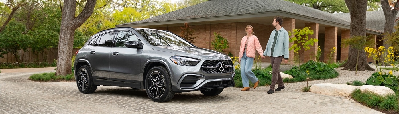 Grey Mercedes-Benz AMG GLA 35 parked in a driveway