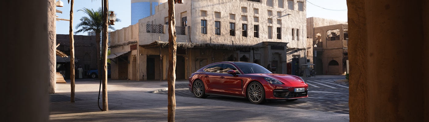 Panamera 4S parked in a desert city