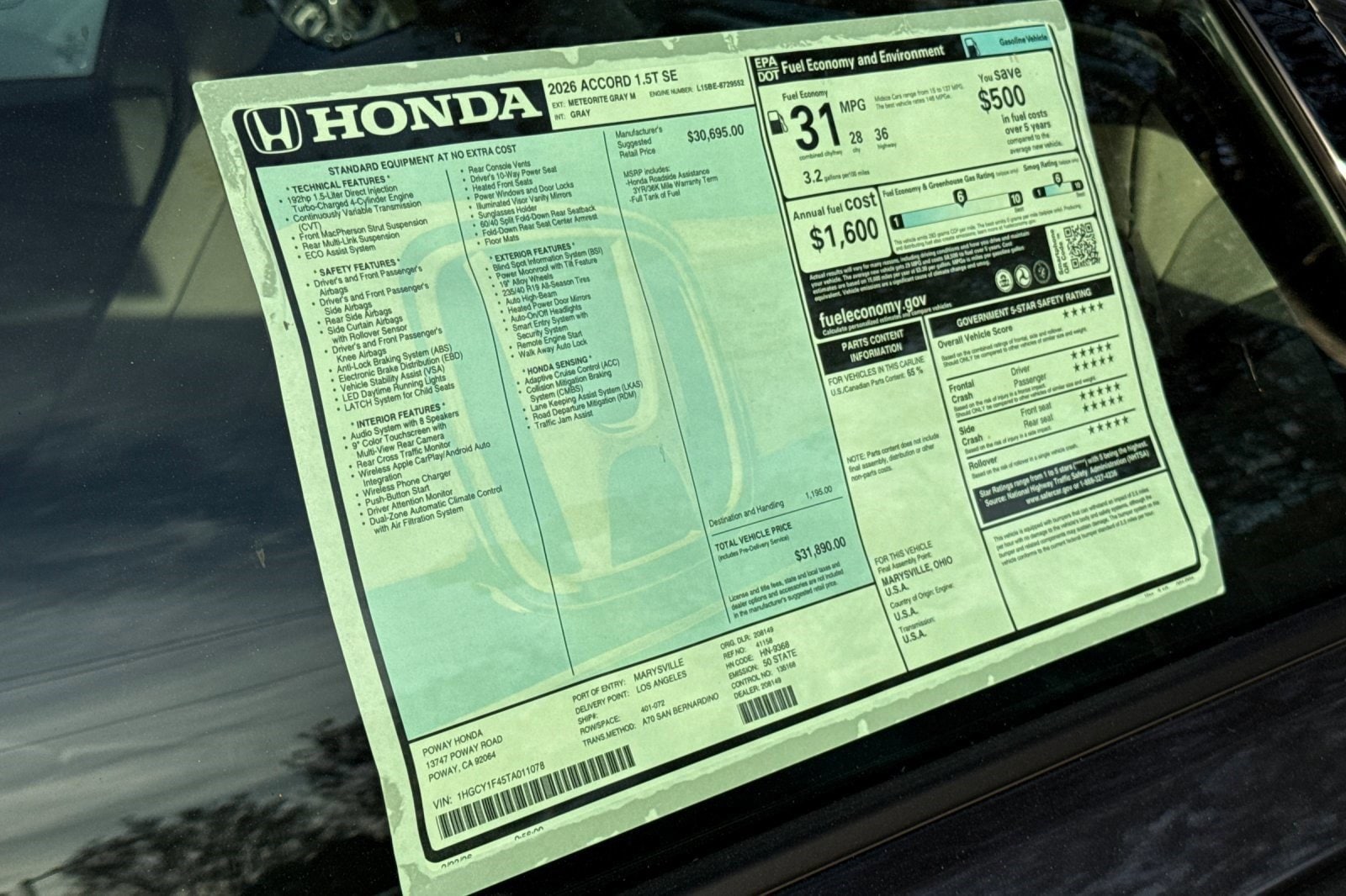 2026 Honda Accord SE - Photo 32