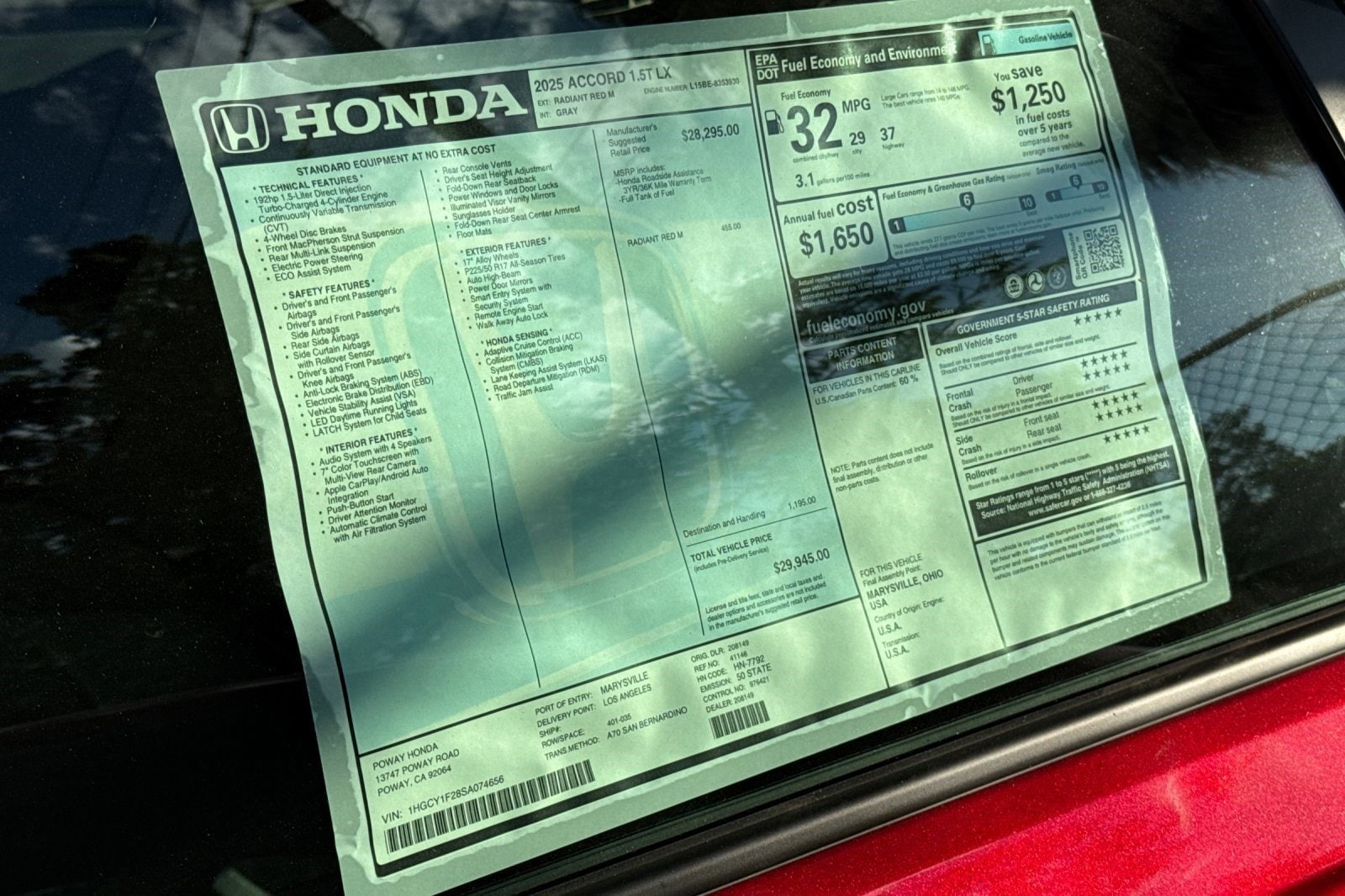 2025 Honda Accord LX - Photo 31