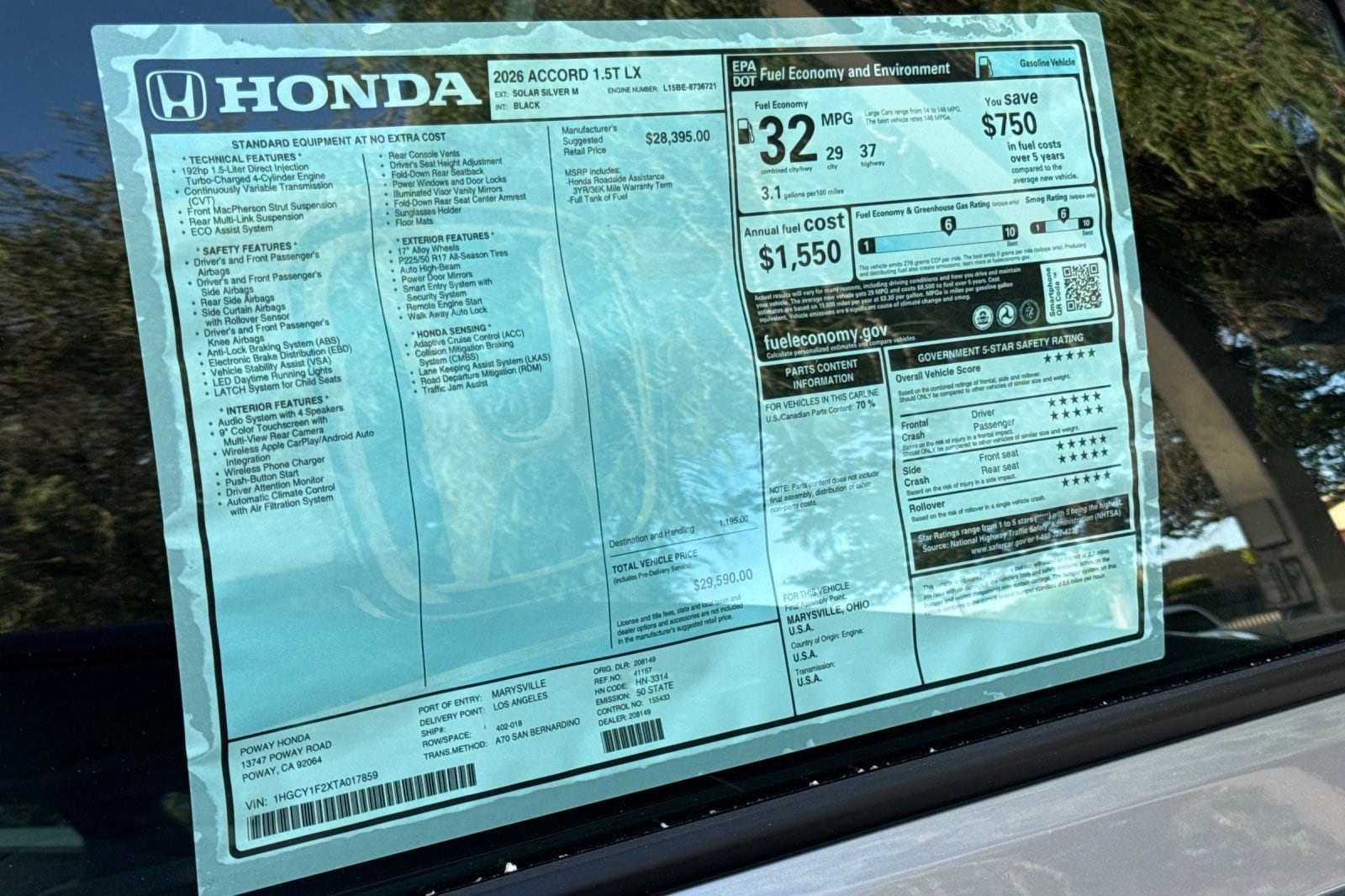 2026 Honda Accord LX - Photo 32