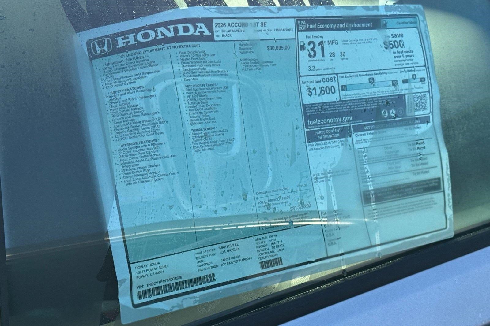 2026 Honda Accord SE - Photo 32