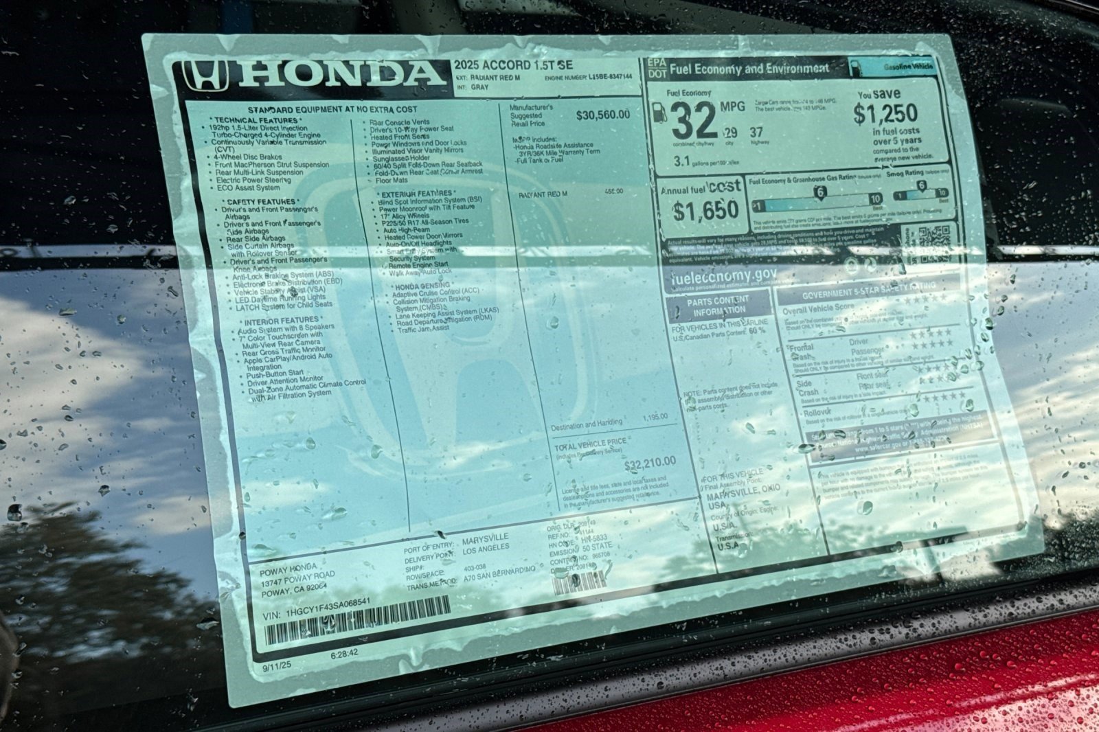 2025 Honda Accord SE - Photo 31