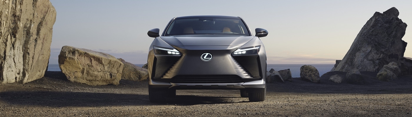 Gray Lexus RZ driver-side profile