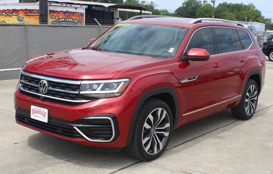 Used 2021 Volkswagen Atlas SEL Premium R-Line with VIN 1V2FR2CA3MC605715 for sale in Sour Lake, TX