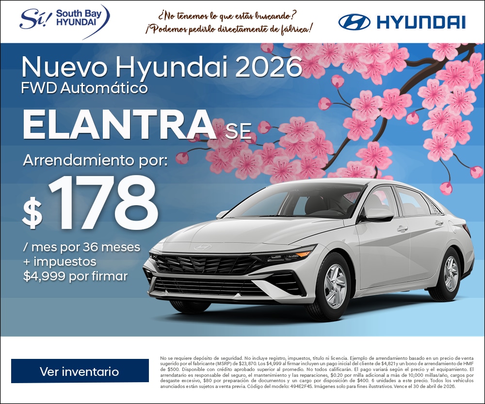 Ofertas en Hyundai Elantra. Equipo Sí en South Bay Hyundai. Hablamos tu idioma