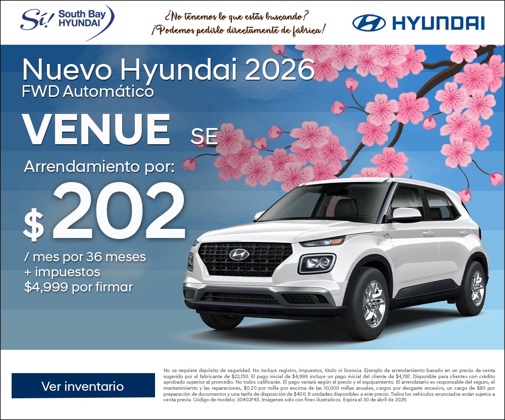 Ofertas en Hyundai Venue. Equipo Sí en South Bay Hyundai. Hablamos tu idioma