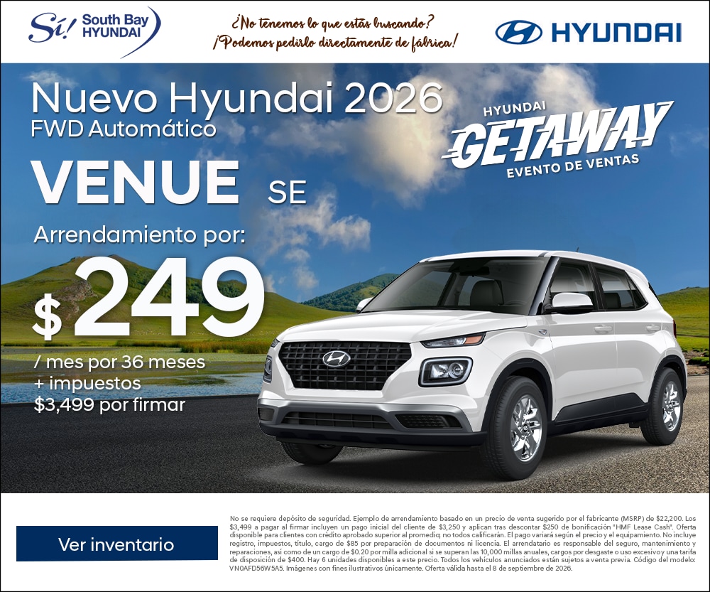 Ofertas en Hyundai Venue. Equipo Sí en South Bay Hyundai. Hablamos tu idioma