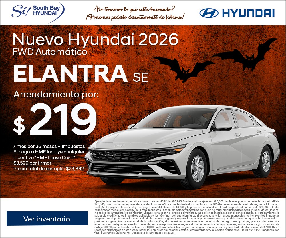 Ofertas en Hyundai Elantra. Equipo Sí en South Bay Hyundai. Hablamos tu idioma