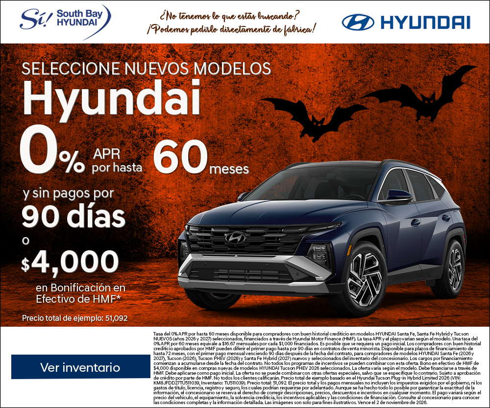Ofertas en Hyundai modelos nuevos. Equipo Sí en South Bay Hyundai. Hablamos tu idioma
