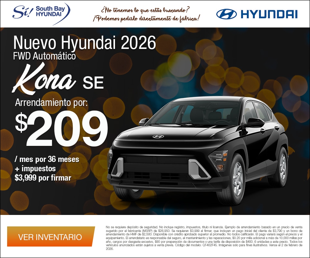 Ofertas en Hyundai Kona. Equipo Sí en South Bay Hyundai. Hablamos tu idioma