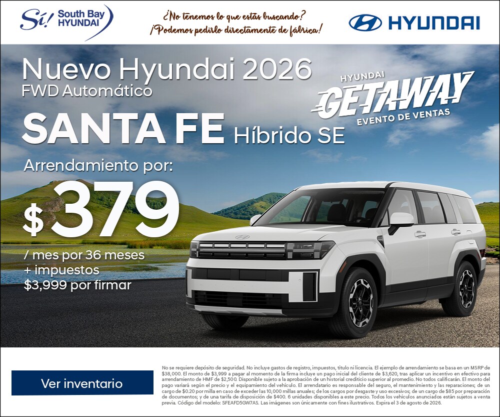 Ofertas en Hyundai Santa Fe. Equipo Sí en South Bay Hyundai. Hablamos tu idioma