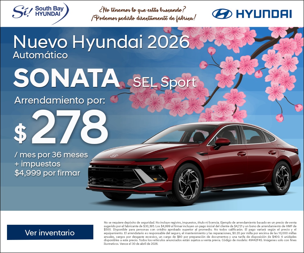 Ofertas en Hyundai Sonata. Equipo Sí en South Bay Hyundai. Hablamos tu idioma