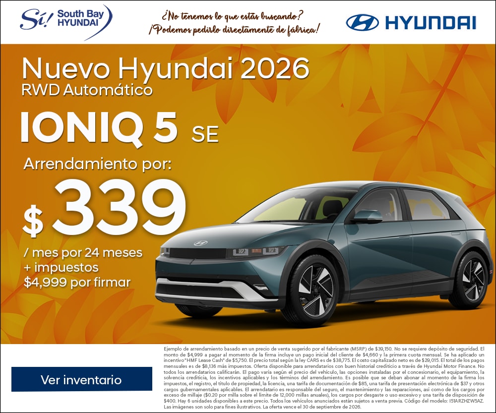 Ofertas en Hyundai Ioniq 5. Equipo Sí en South Bay Hyundai. Hablamos tu idioma