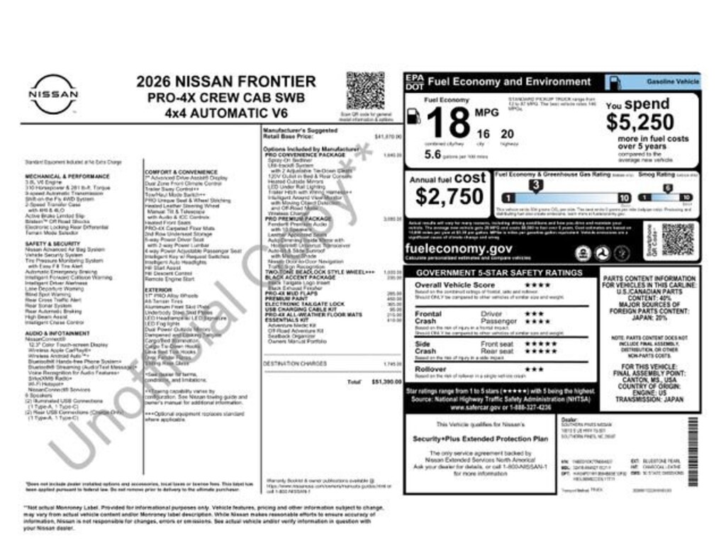 New 2026 Nissan Frontier PRO-4X Truck Crew Cab