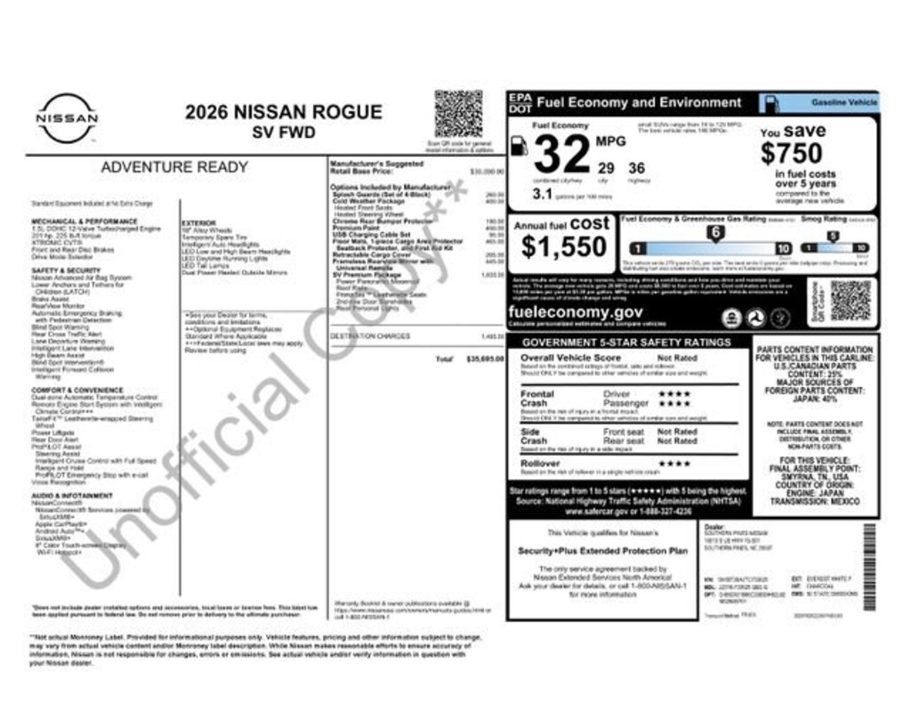 New 2026 Nissan Rogue SV SUV