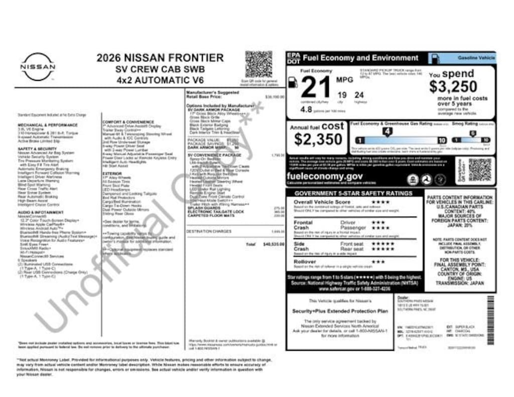 New 2026 Nissan Frontier SV Truck Crew Cab