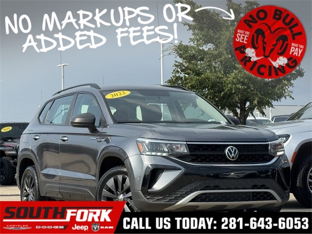 Used 2022 Volkswagen Taos S with VIN 3VVCX7B21NM092872 for sale in Manvel, TX