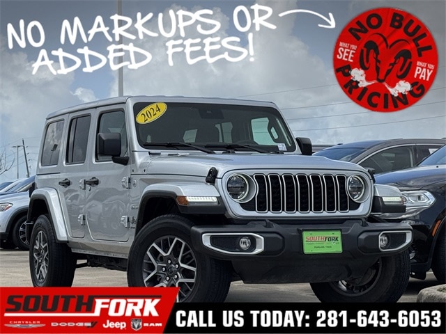 Used 2024 Jeep Wrangler 4-Door Sahara with VIN 1C4PJXENXRW173558 for sale in Manvel, TX