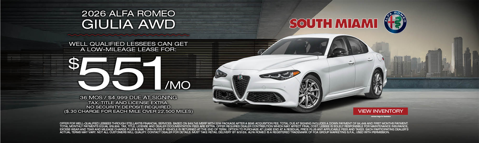 2026 Alfa Romeo Giulia AWD $551