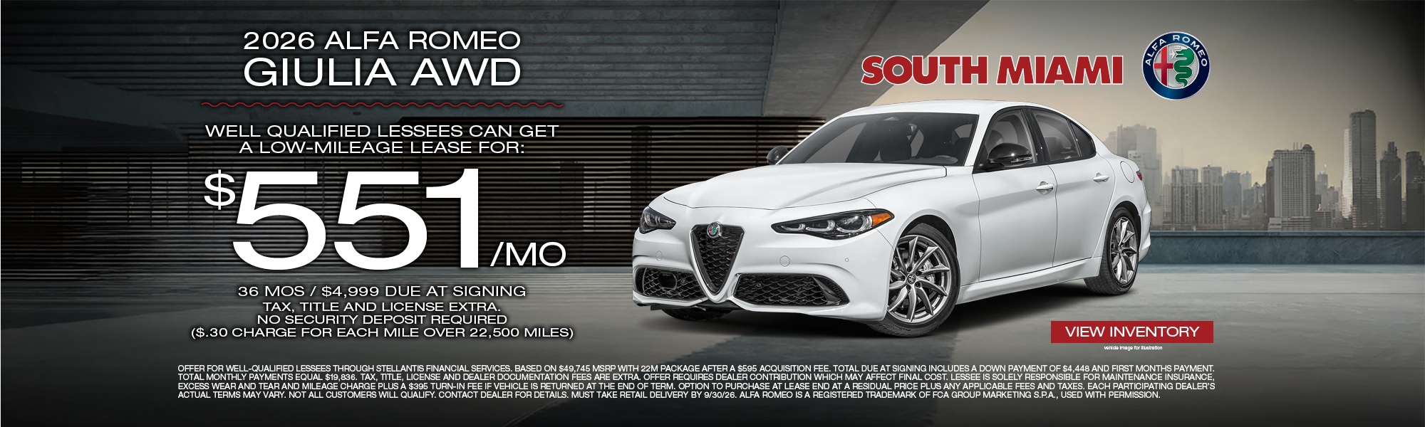 2026 Alfa Romeo Giulia AWD $551