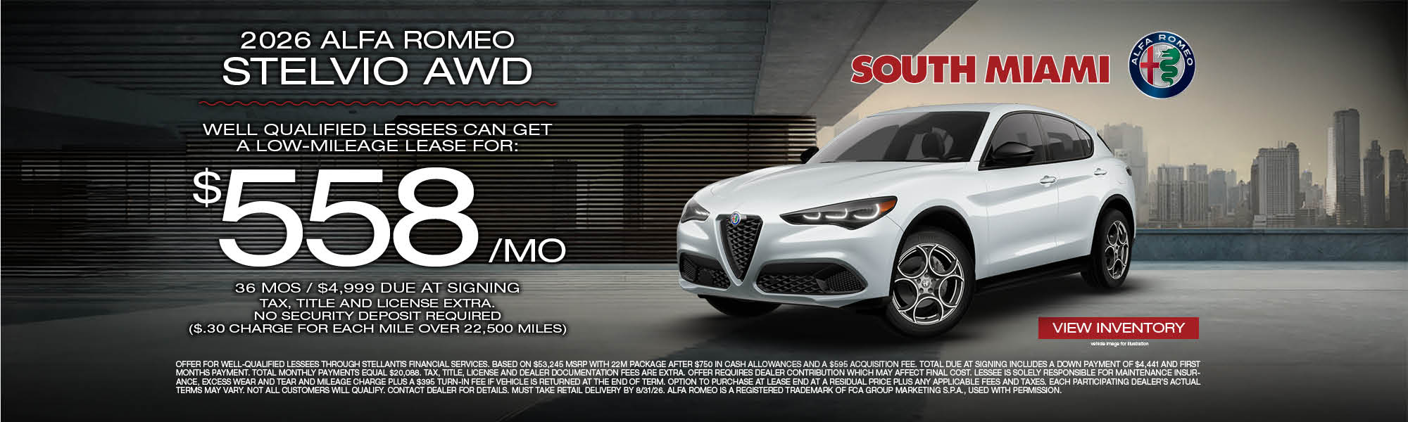 2026 Alfa Romeo Stelvio AWD $558