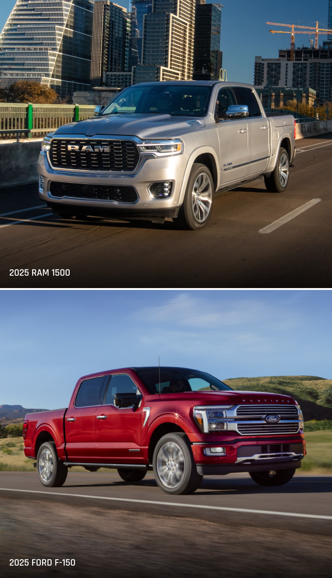 2025 Ram 1500 vs. Ford F-150 Specs