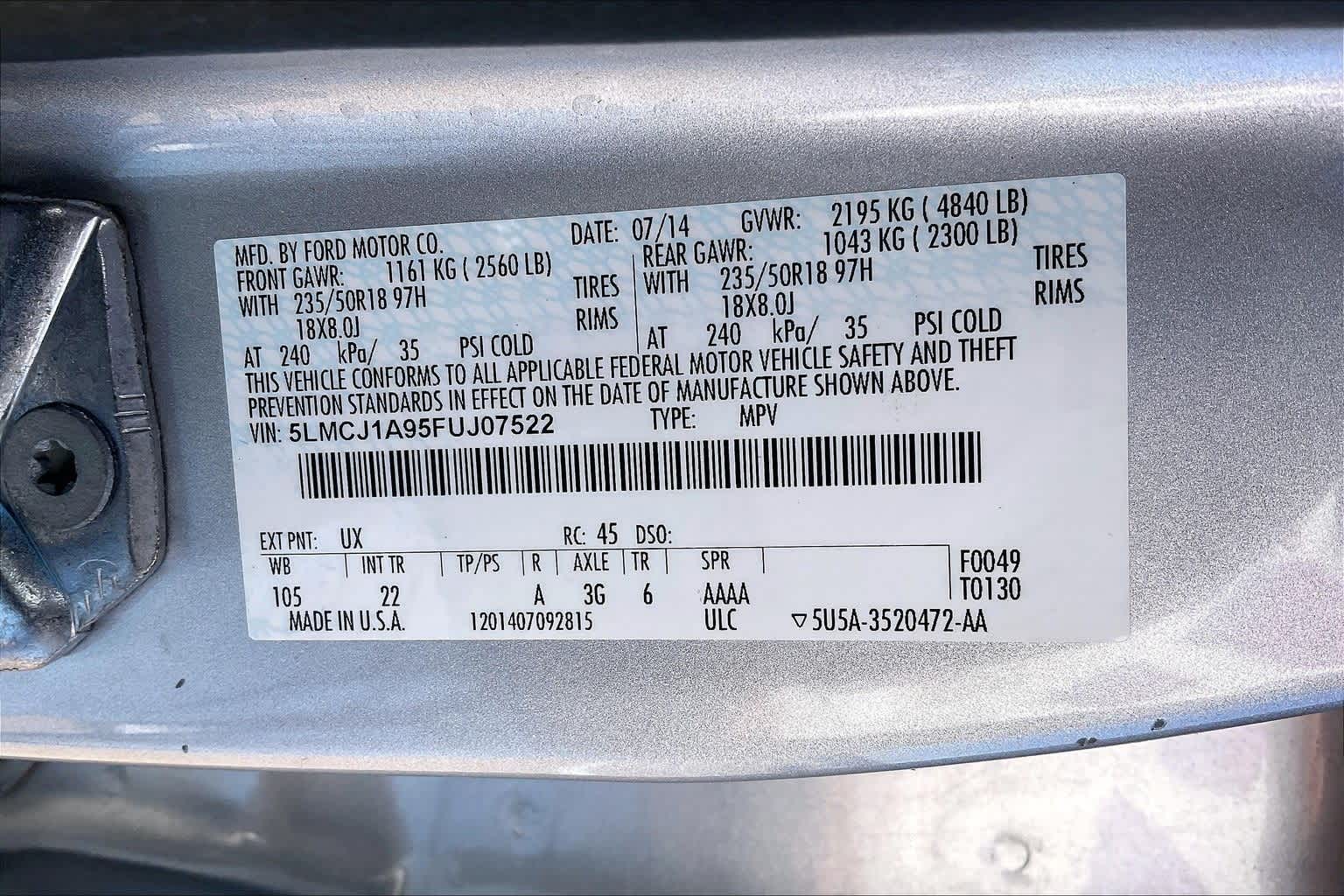 Thumbnail: 2015 Lincoln MKC - 20