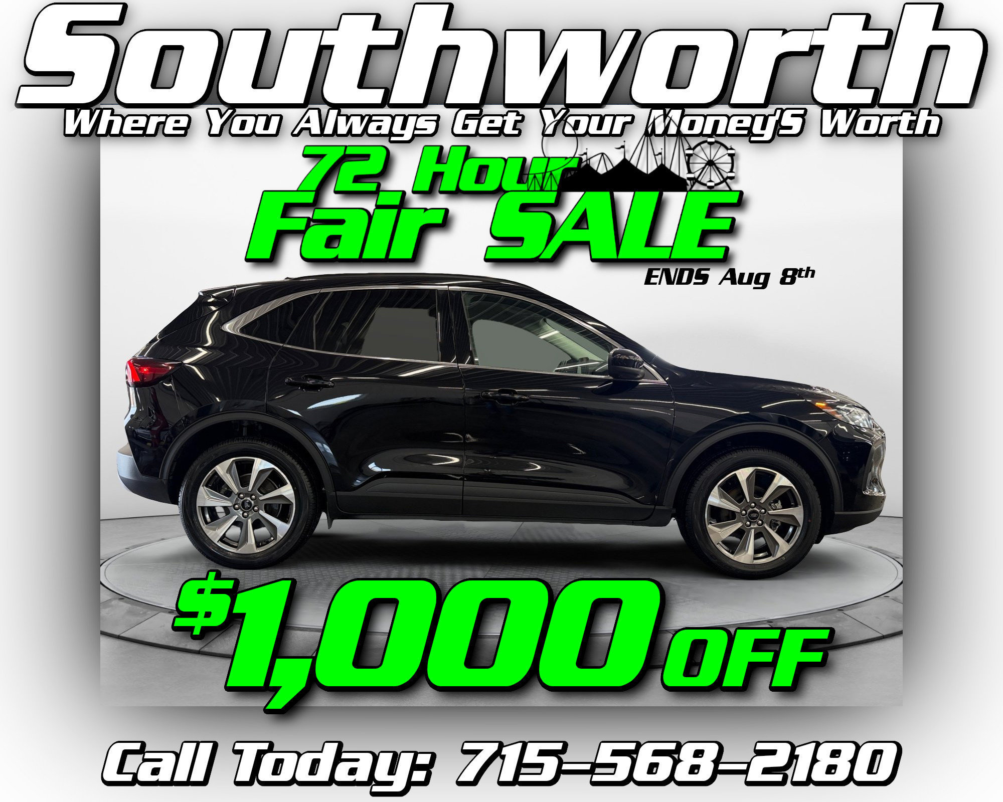 Agate Black Metallic 2024 Ford Escape SUV / Crossover All-Wheel Drive Continuously Variable Transmission