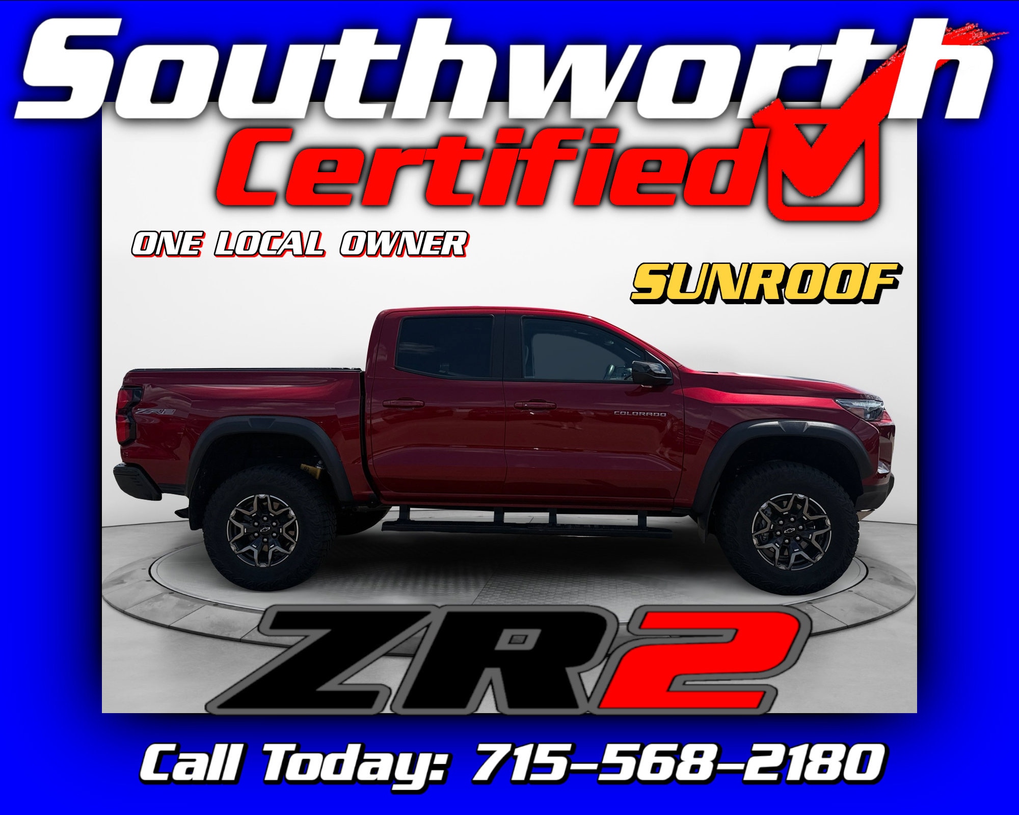 Radiant Red Tintcoat 2023 Chevrolet Colorado Pickup Truck Four-Wheel Drive Automatic
