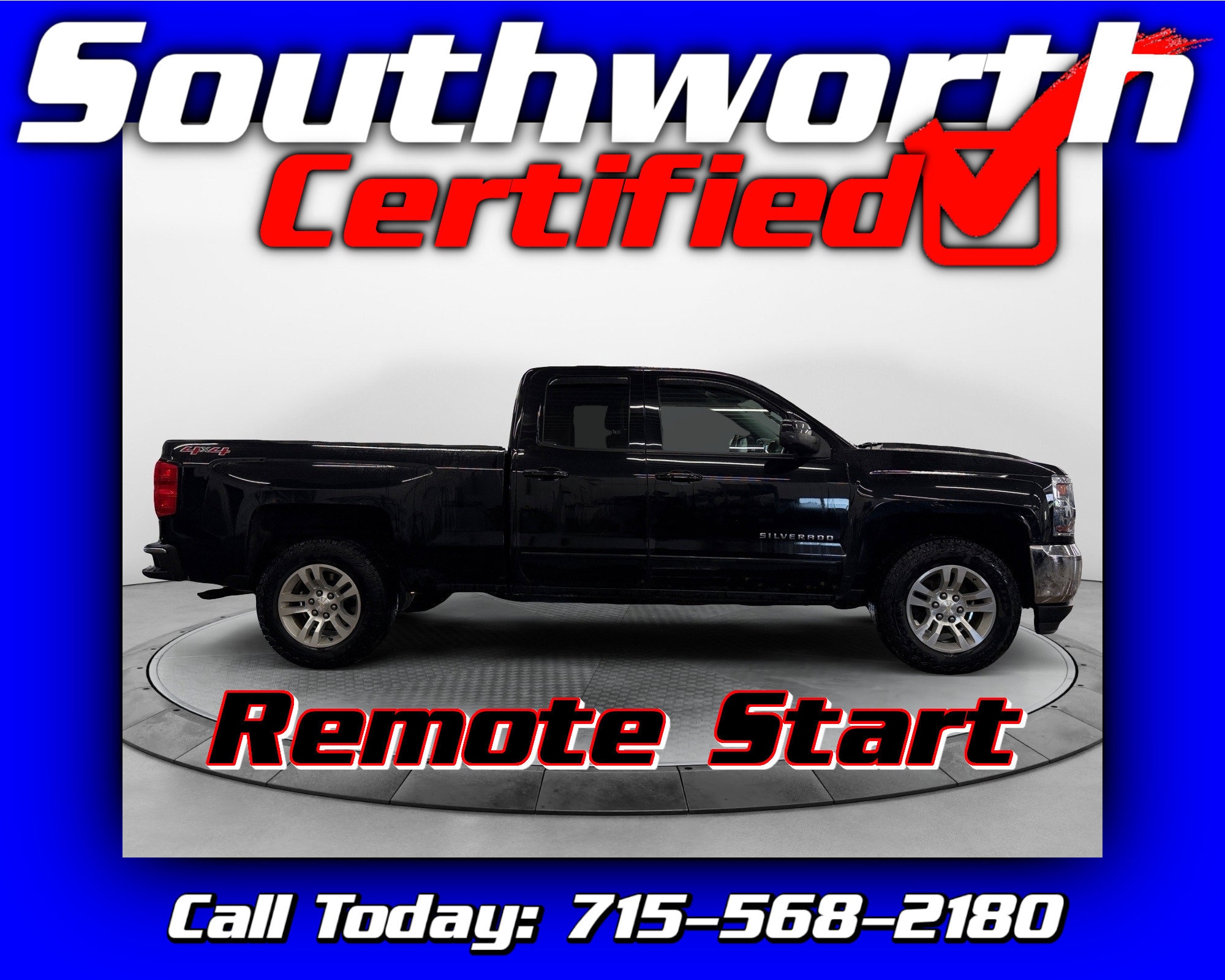Black 2016 Chevrolet Silverado 1500 LT Double Cab 4WD Pickup Truck Four-Wheel Drive Automatic