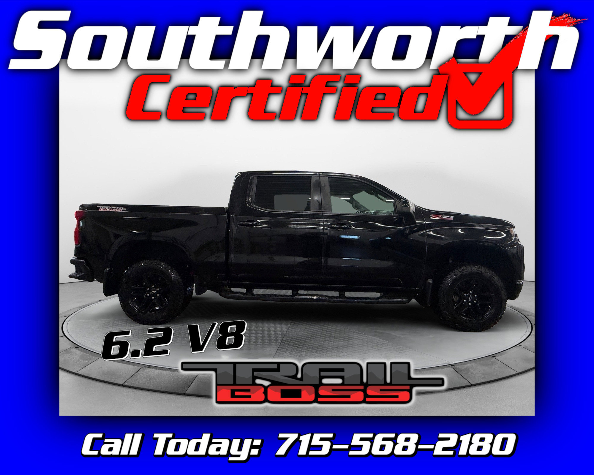 Black 2021 Chevrolet Silverado 1500 LT Trail Boss Crew Cab 4WD Pickup Truck Four-Wheel Drive Automatic