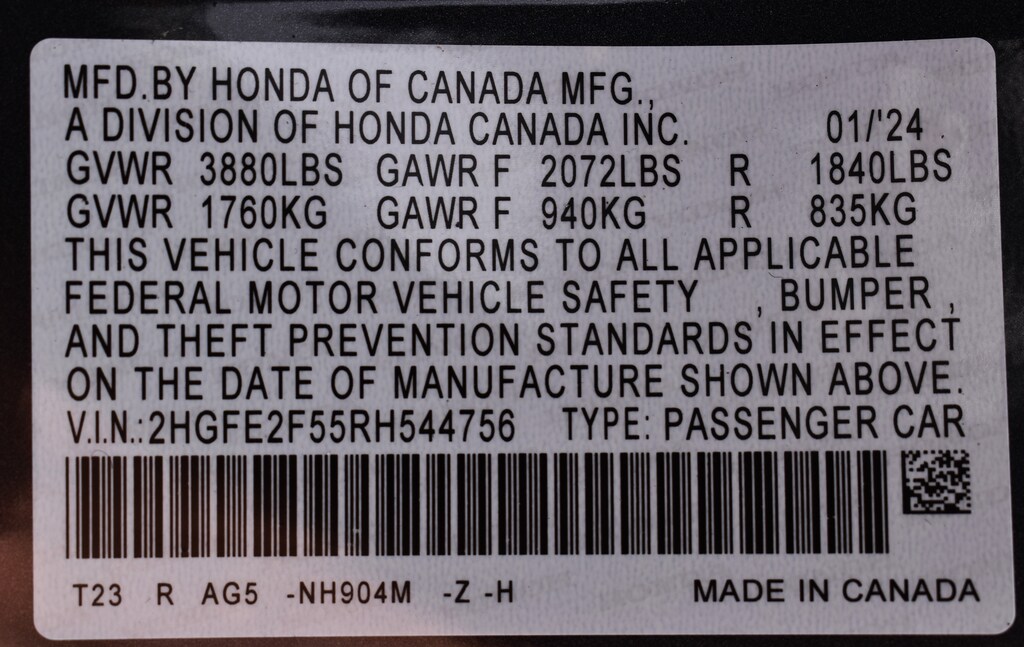 New 2024 Honda Civic For Sale at Yreka Honda VIN 2HGFE2F55RH544756