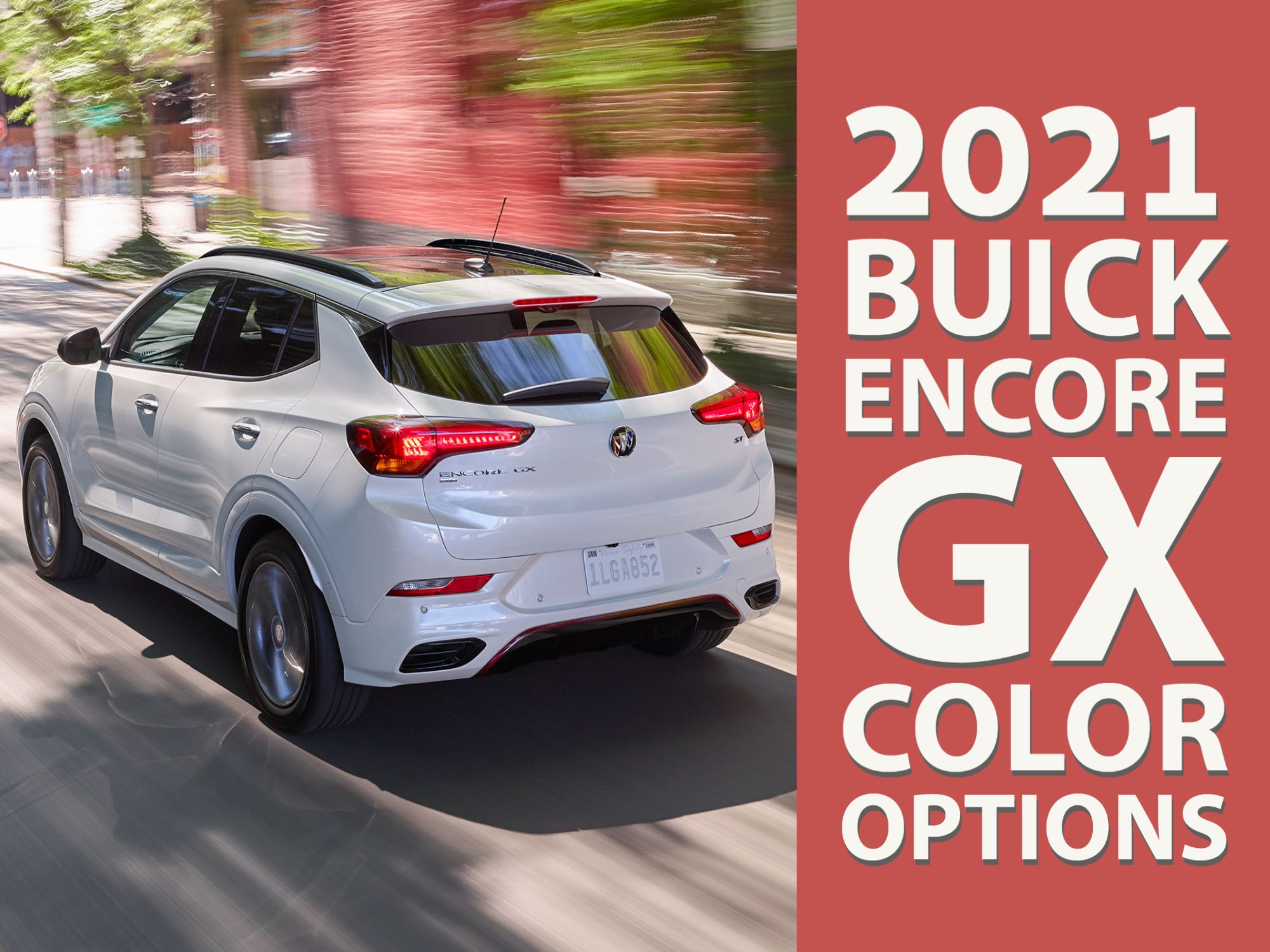 Rear 3/4 View of Buick Encore GX in motion