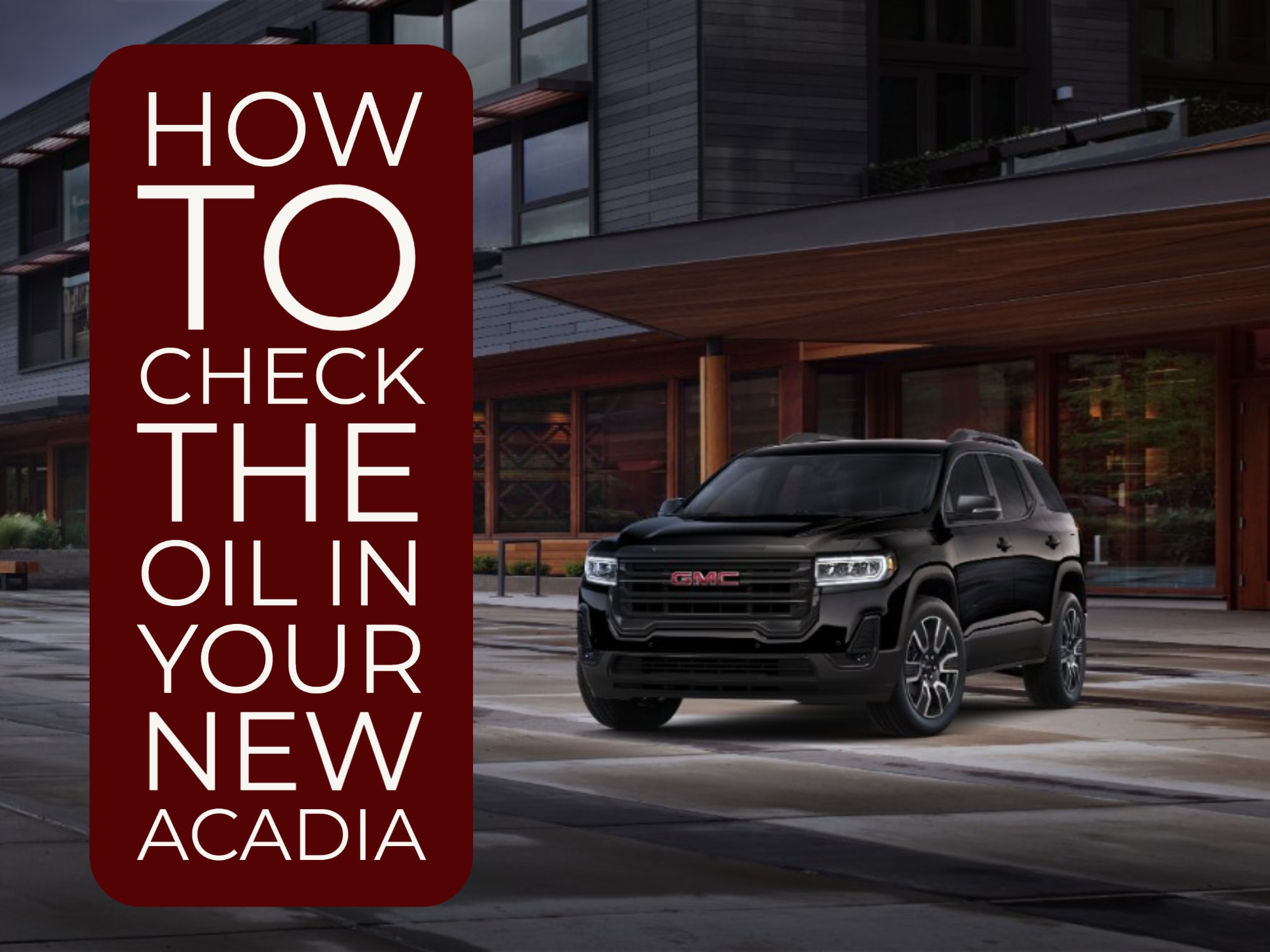 Front 3/4 View of Black Acadia SUV parked