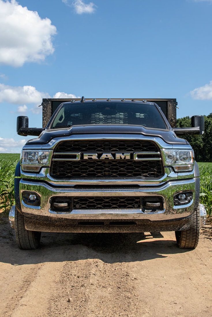 Front View of Ram truck in Field
