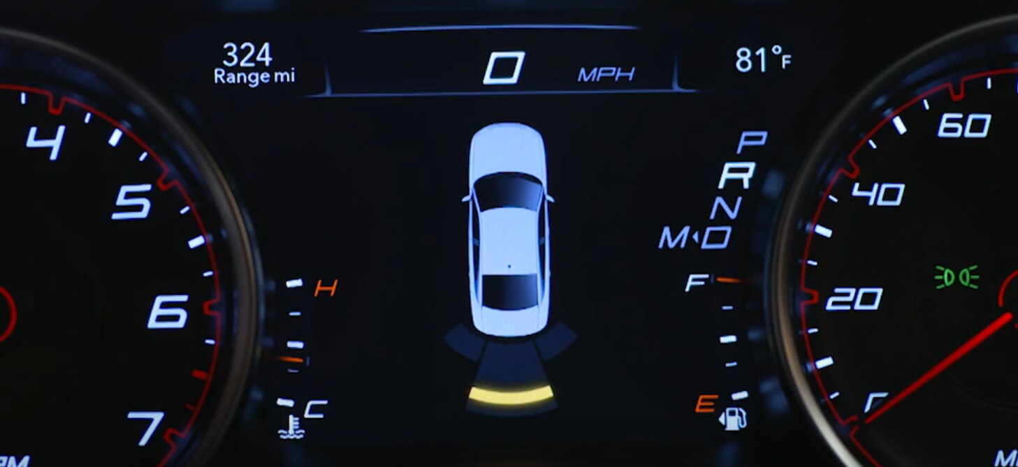 Close Up dashboard of ParkSense Rear Park Assist