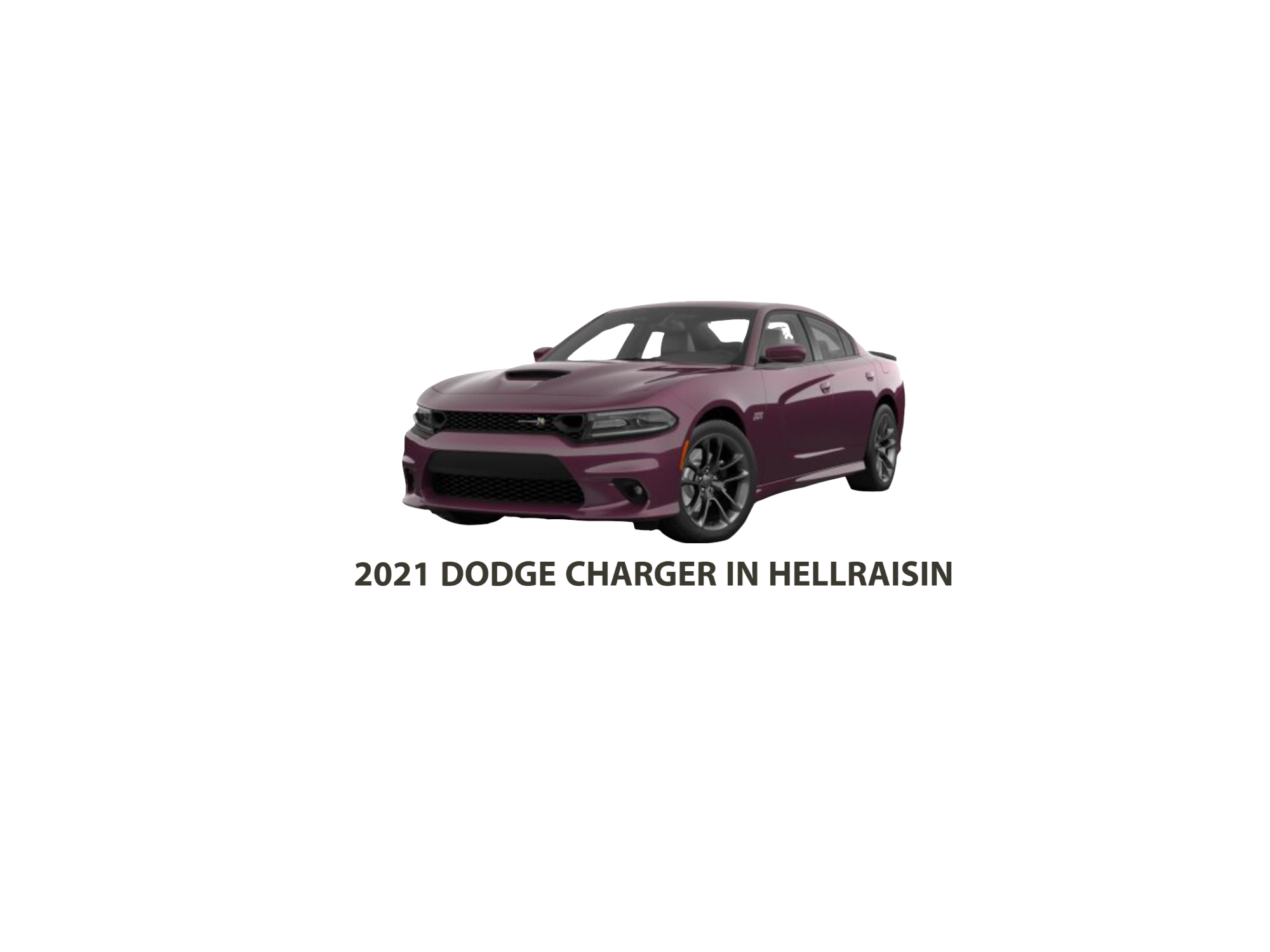 3/4 Front View of Dodge Charger in Hellraisin
