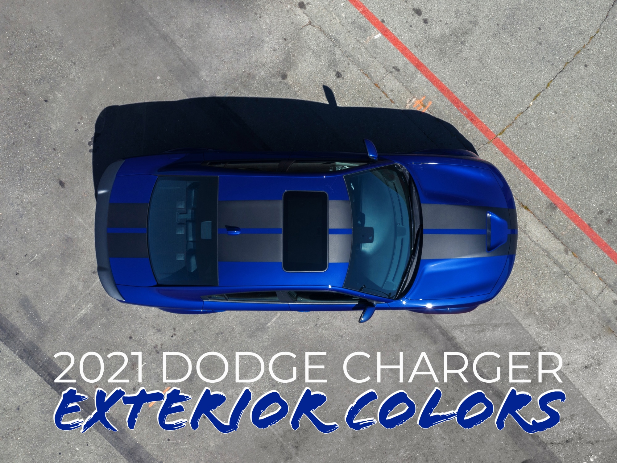 Top down view of 2021 Dodge Charger in blue