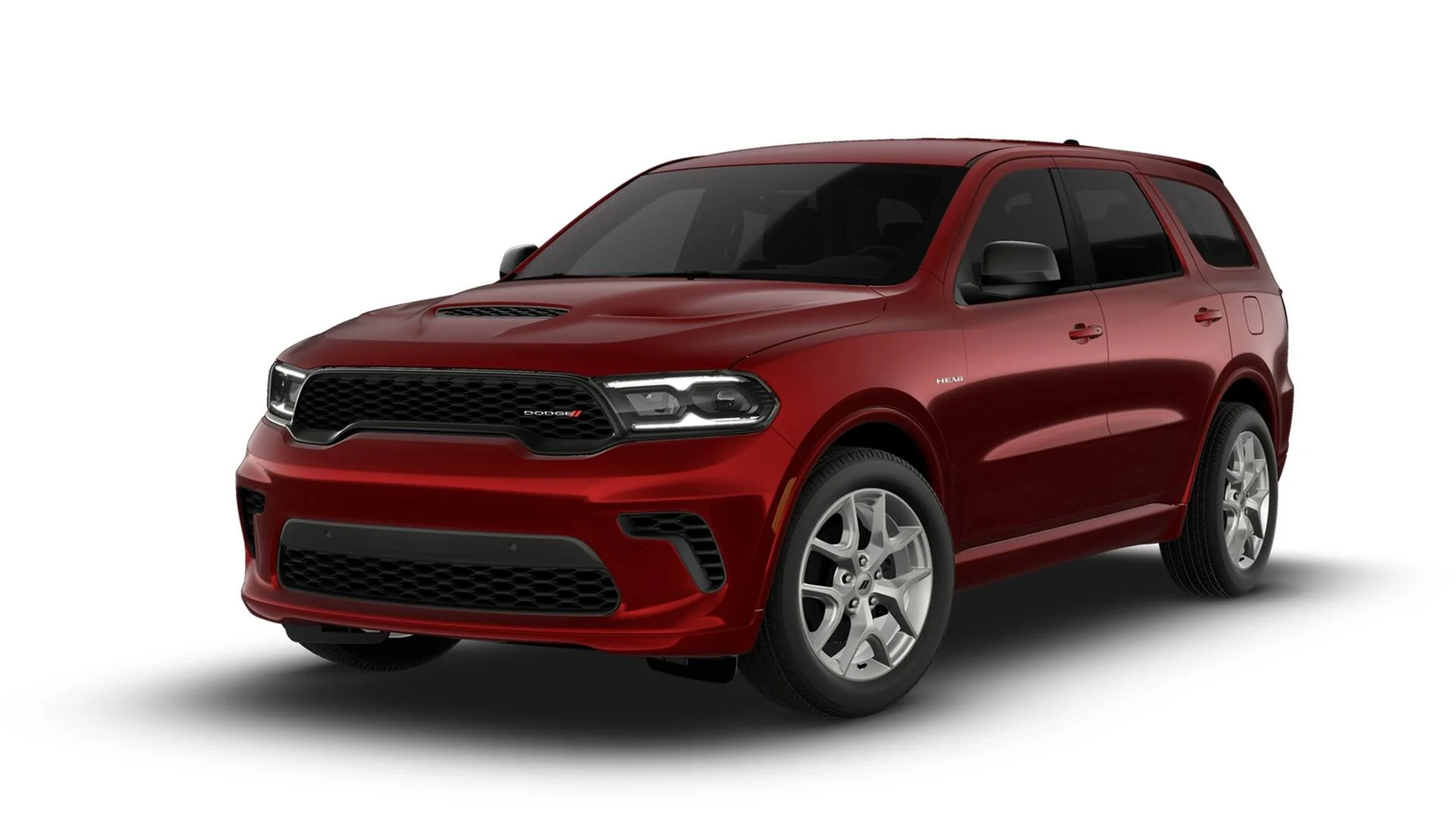 2026 Dodge Durango GT HEMI V8 in dark red on the highway